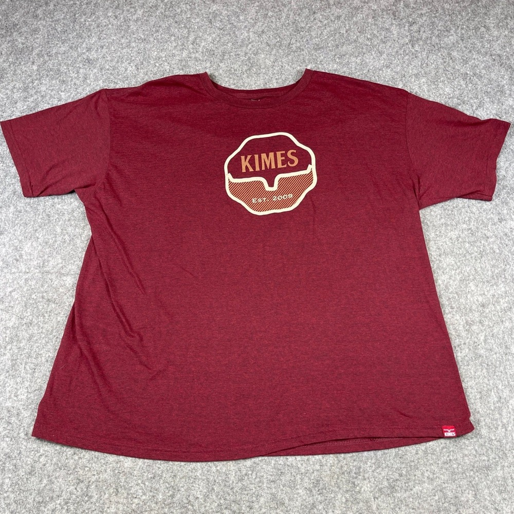 Kimes Ranch T-Shirt Mens XXL Burgundy Maroon‎ Heather Graphic Logo Ranchwear